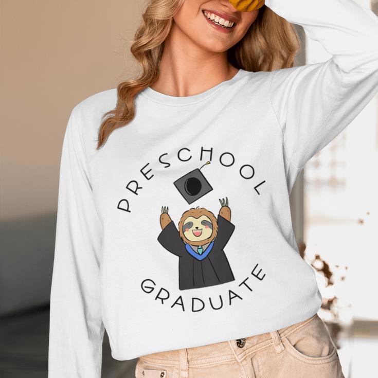 Boys Girls Preschool Graduate Sloth Graduation Cap Unisex Long Sleeve T-Shirt