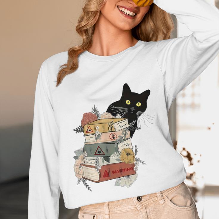 Cat And Books Flowers Reading Club Cat Lover Bookworm Unisex Long Sleeve T-Shirt Cat And Books Flowers Reading Club Cat Lover Bookworm Unisex Long Sleeve T-Shirt