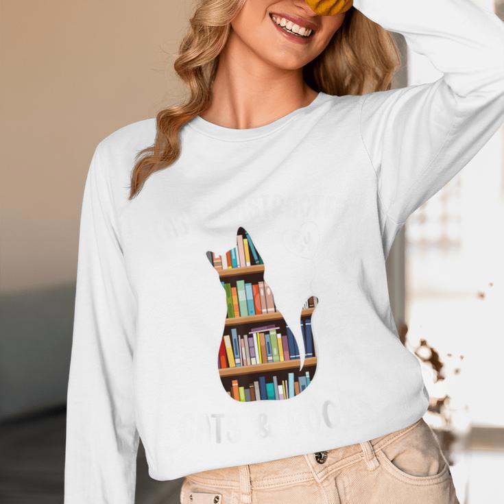 Cat Lover Tee Women Book Lover Reading Librarian Read Unisex Long Sleeve T-Shirt