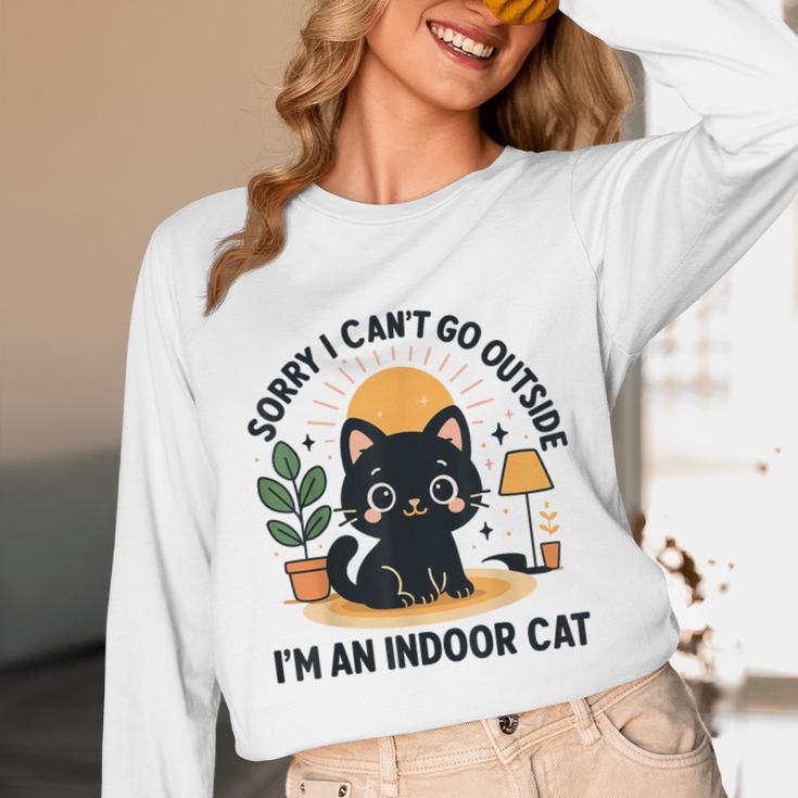 Cat Shirt Introvert Sorry I Can’t Go I’m An Indoor Cat Unisex Long Sleeve T-Shirt