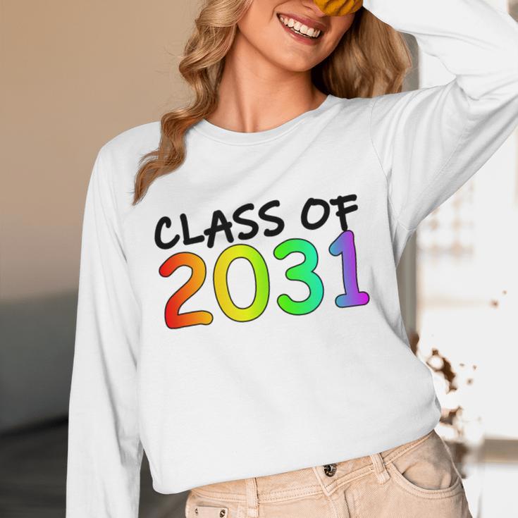 Class Of 2031 Pre-K -12th Grade Hand Prints Space Graduation Unisex Long Sleeve T-Shirt