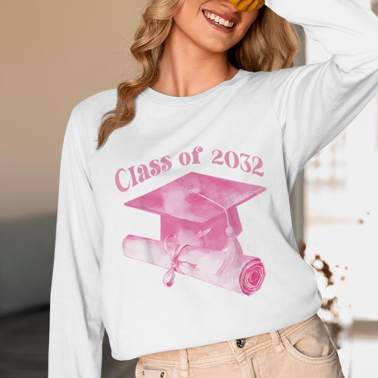 Class Of 2032 Senior 2032 Back To School 2032 Graduation Cap Unisex Long Sleeve T-Shirt