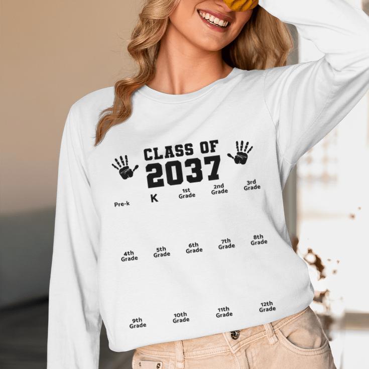 Class Of 2037 Handprint Grow With Me Pre-k Graduation Unisex Long Sleeve T-Shirt