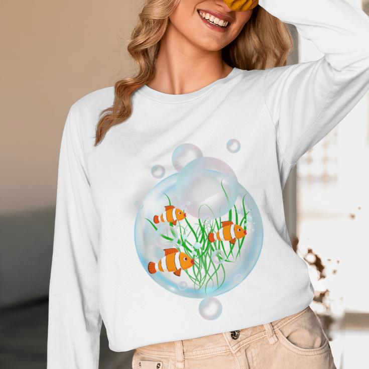 Clownfish Anemonefish Bubbles Water Frutiger Aero Y2K Style Unisex Long Sleeve T-Shirt