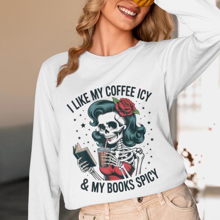 I Like My Coffee ICY & My Books Spicy For Book Lovers Unisex Long Sleeve T-Shirt
