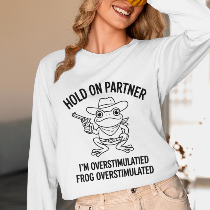 Cowboy Frog Overstimulated Western Meme Introverts Unisex Long Sleeve T-Shirt