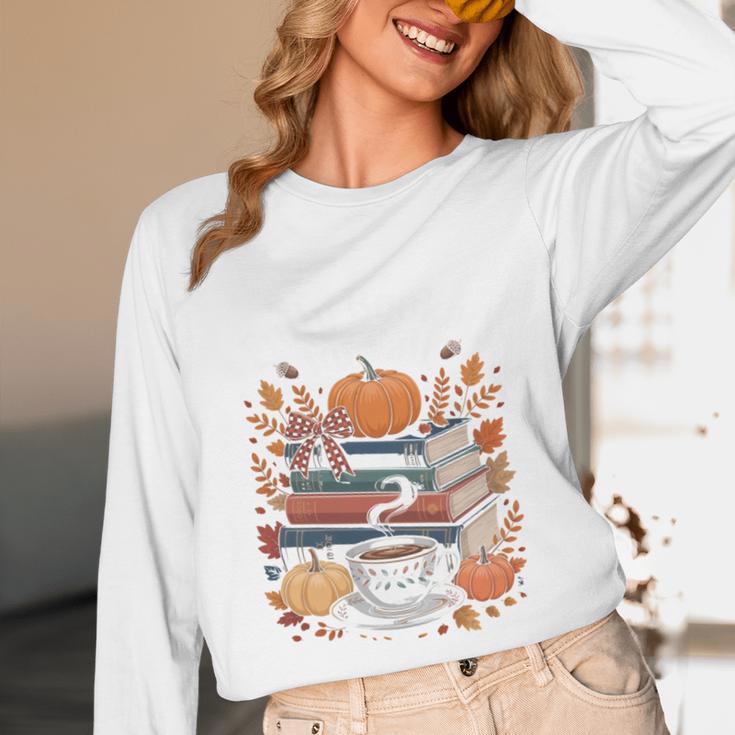 Cozy Autumn Books Fully Booked For Fall Books Pumpkin Unisex Long Sleeve T-Shirt Cozy Autumn Books Fully Booked For Fall Books Pumpkin Unisex Long Sleeve T-Shirt