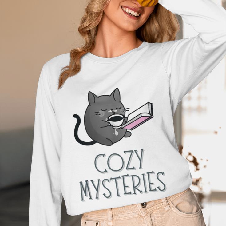 Cozy Mysteries Coffee And Novel For Book Lovers Unisex Long Sleeve T-Shirt Cozy Mysteries Coffee And Novel For Book Lovers Unisex Long Sleeve T-Shirt