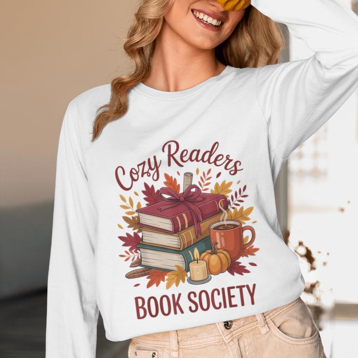 Cozy Readers Book Society Fall Autumn Floral Pumpkin Season Unisex Long Sleeve T-Shirt