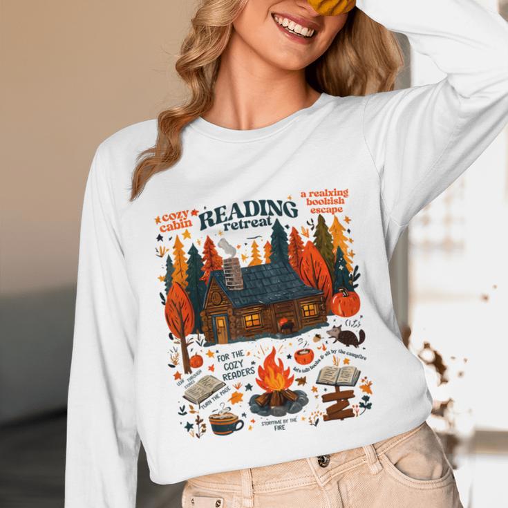 Cozy Reading Cabin Retreat Fall Bookish Autumn Cozy Reader Unisex Long Sleeve T-Shirt