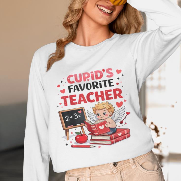Cupid's Favorite Math Teacher Valentine Reading Book Women Unisex Long Sleeve T-Shirt Cupid's Favorite Math Teacher Valentine Reading Book Women Unisex Long Sleeve T-Shirt