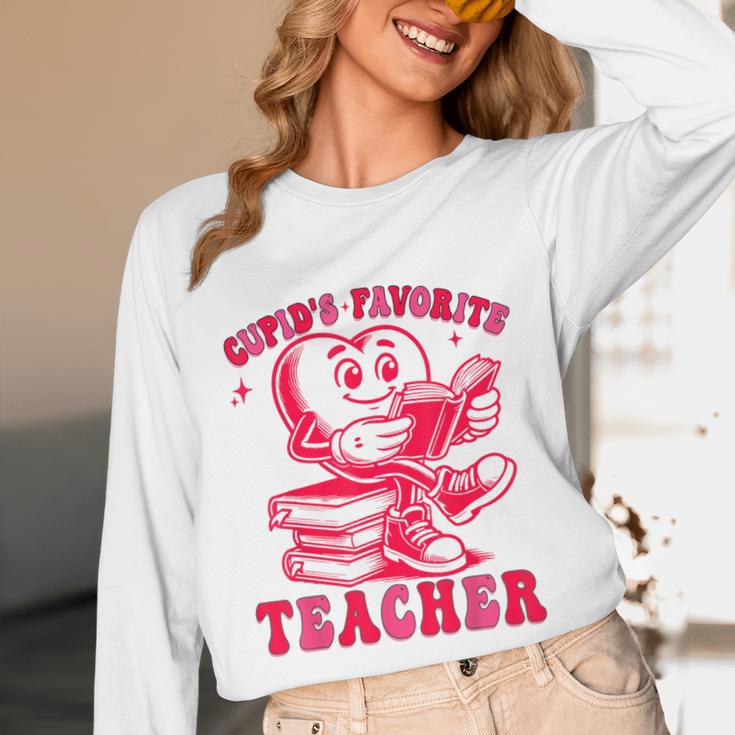 Cupid's Favorite Teacher Valentines Day Heart Book Lover Unisex Long Sleeve T-Shirt Cupid's Favorite Teacher Valentines Day Heart Book Lover Unisex Long Sleeve T-Shirt