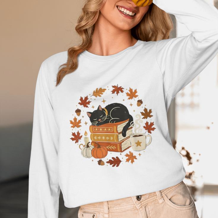 Cute Cat Fall In Love With Reading Book Cat Lover Librarian Unisex Long Sleeve T-Shirt