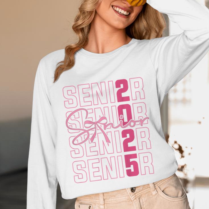 Cute Girls Women Class 2025 Graduation Senior Coquette Bow Unisex Long Sleeve T-Shirt