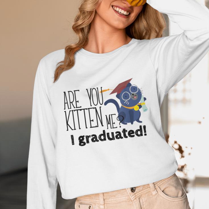 Cute Graduation Cat Masters High School T-Shirt For Men Women Kids Unisex Long Sleeve T-Shirt