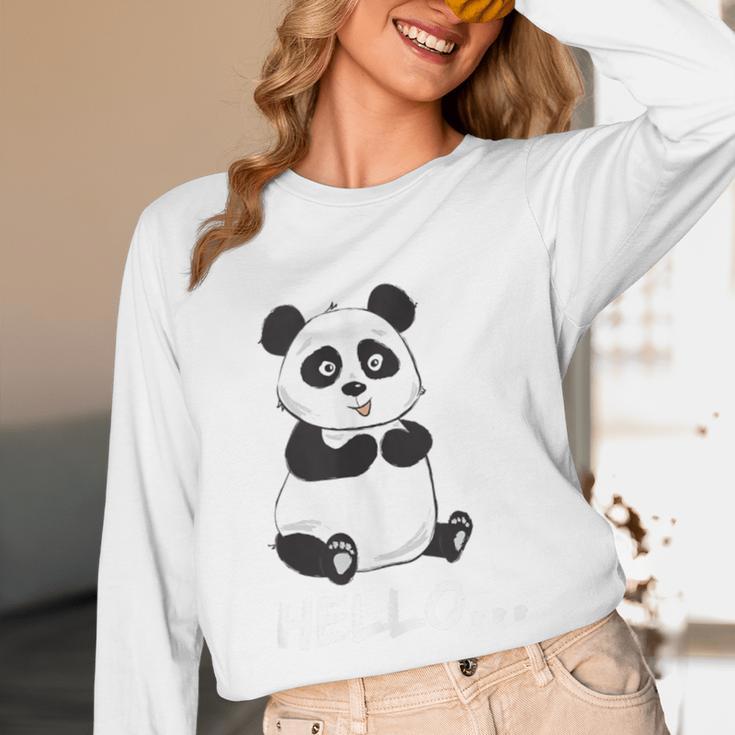 Cute Introvert Vibes – Panda Hello & Goodbye Unisex Long Sleeve T-Shirt
