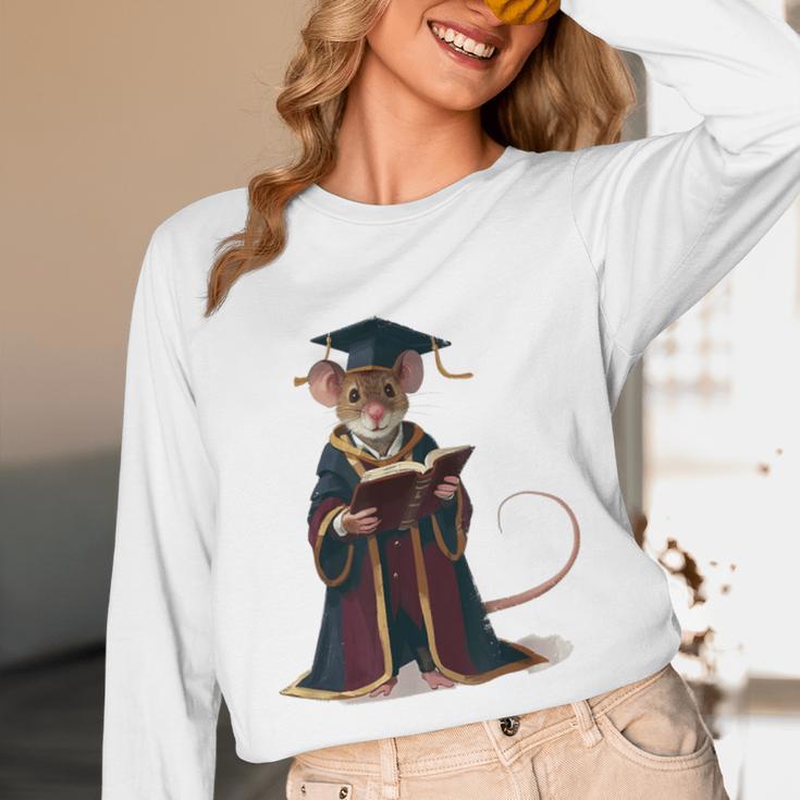 Cute Mouse Reading Book Graduation Unisex Long Sleeve T-Shirt