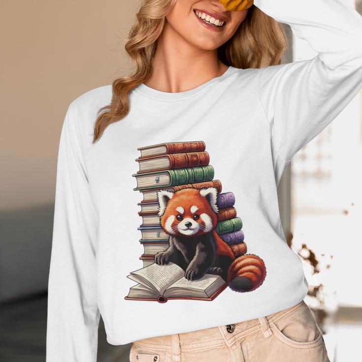 Cute Red Panda Reading Book Animal Bookworm Unisex Long Sleeve T-Shirt