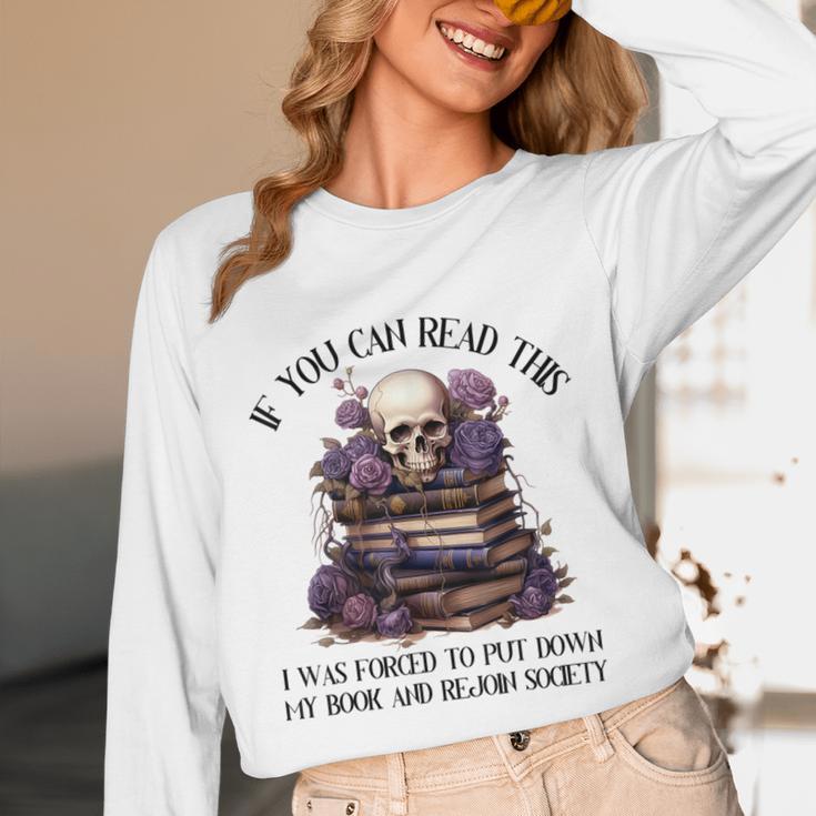 Dark Romance Merch I Put Down My Book Lover Spicy Skeleton Unisex Long Sleeve T-Shirt