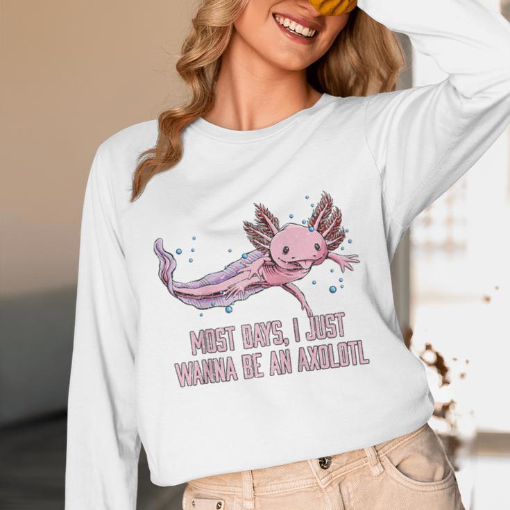 Most Days I Just Wanna Be An Axolotl Salamander Introvert Raglan Baseball Tee Unisex Long Sleeve T-Shirt