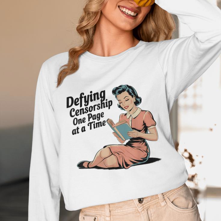 Defying Censorship One Page At a Time Read Banned Books Unisex Long Sleeve T-Shirt