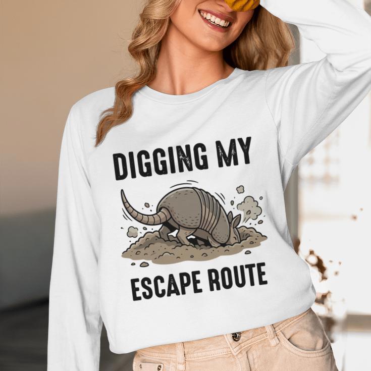 Digging My Escape Route Armadillo Introvert Humor Unisex Long Sleeve T-Shirt Digging My Escape Route Armadillo Introvert Humor Unisex Long Sleeve T-Shirt