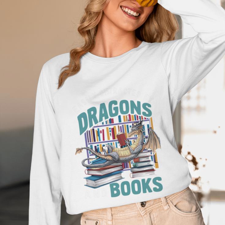 Easily Distracted By Dragons And Books Bookworm Unisex Long Sleeve T-Shirt Easily Distracted By Dragons And Books Bookworm Unisex Long Sleeve T-Shirt
