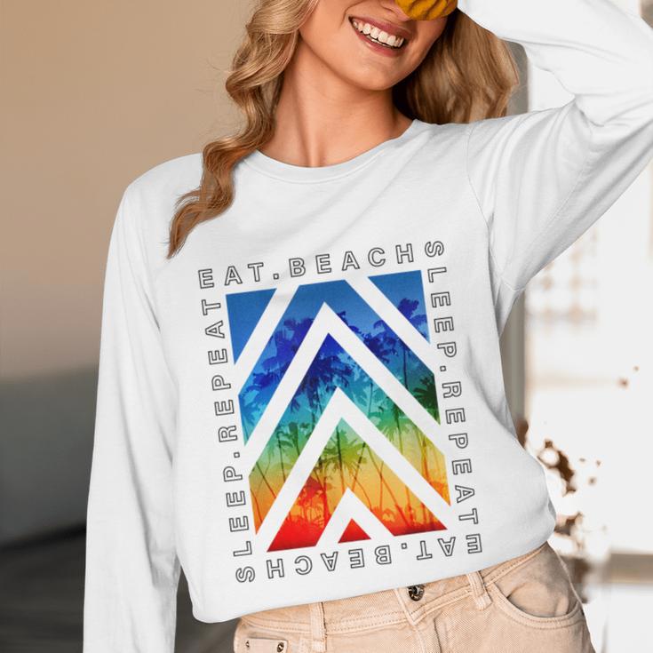 Eat Beach Sleep Repeat Summer Vacation Graduation Tees Men Women Kids Unisex Long Sleeve T-Shirt