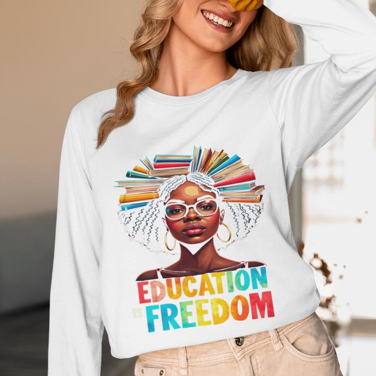 Education Is Freedom Afro Books Unisex Long Sleeve T-Shirt