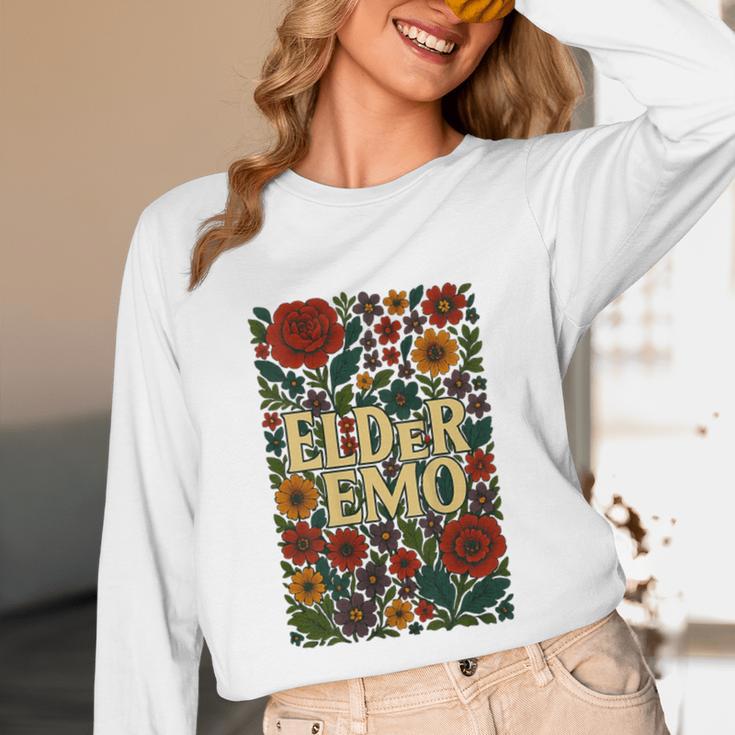 Elder Emo Floral Gothic Vintage Nostalgia Unisex Long Sleeve T-Shirt Elder Emo Floral Gothic Vintage Nostalgia Unisex Long Sleeve T-Shirt