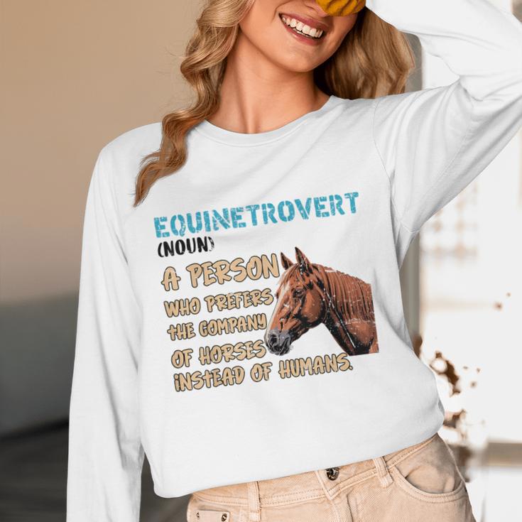 Equinetrovert Definition Equine Horse Riding Introvert Unisex Long Sleeve T-Shirt