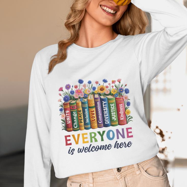 Everyone Is Welcome Here Floral Book LGBT Pride Equality Unisex Long Sleeve T-Shirt Everyone Is Welcome Here Floral Book LGBT Pride Equality Unisex Long Sleeve T-Shirt