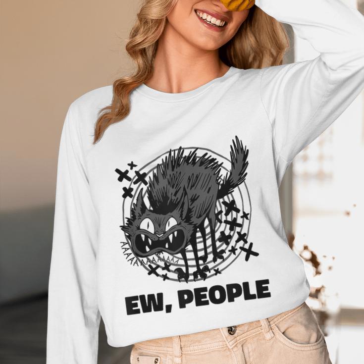 Ew People Introvert Cat Lover Crazy Cats Lady Unisex Long Sleeve T-Shirt