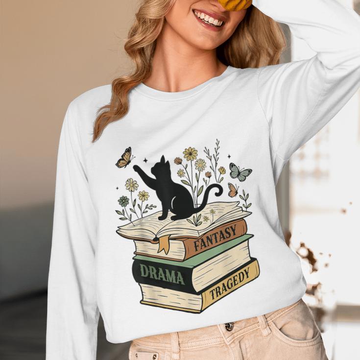 Fantasy Drama Tragedy Cat Book Lover Reading Humor Unisex Long Sleeve T-Shirt