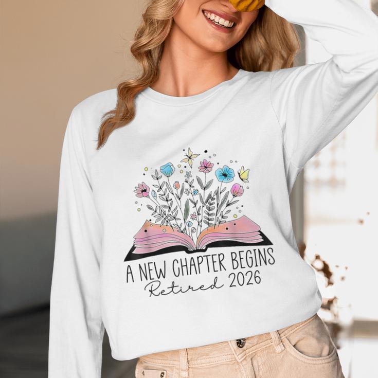 Floral Book A New Chapter Begins Retired 2026 Retirement Unisex Long Sleeve T-Shirt
