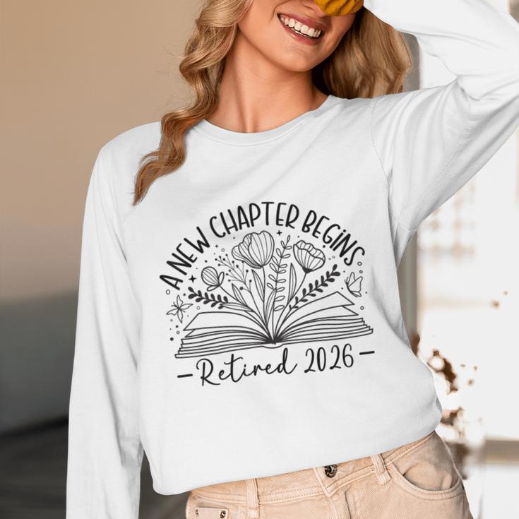 Floral Book a New Chapter Begins Retired Retirement Teacher Unisex Long Sleeve T-Shirt