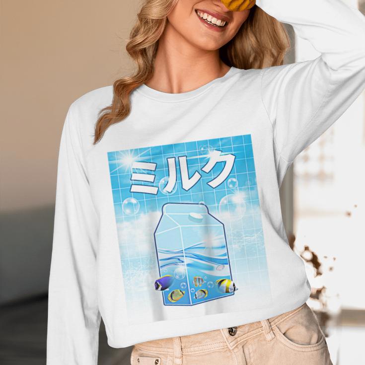 Frutiger Aero Aesthetic Tech Kawaii Milk Underwater Fishes Raglan Baseball Tee Unisex Long Sleeve T-Shirt Frutiger Aero Aesthetic Tech Kawaii Milk Underwater Fishes Raglan Baseball Tee Unisex Long Sleeve T-Shirt