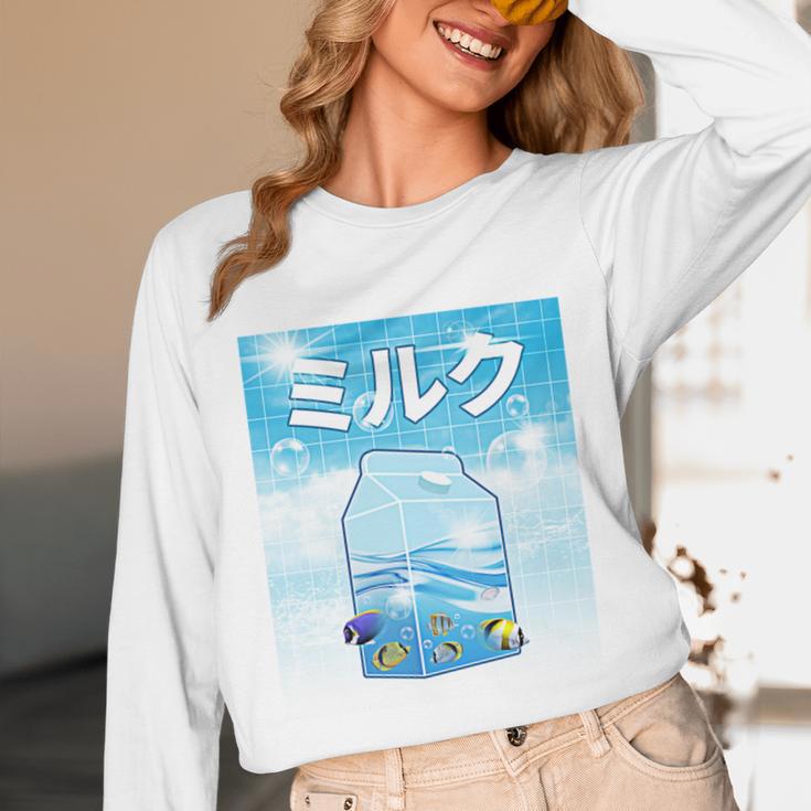 Frutiger Aero Aesthetic Tech Kawaii Milk Underwater Fishes Unisex Long Sleeve T-Shirt Frutiger Aero Aesthetic Tech Kawaii Milk Underwater Fishes Unisex Long Sleeve T-Shirt