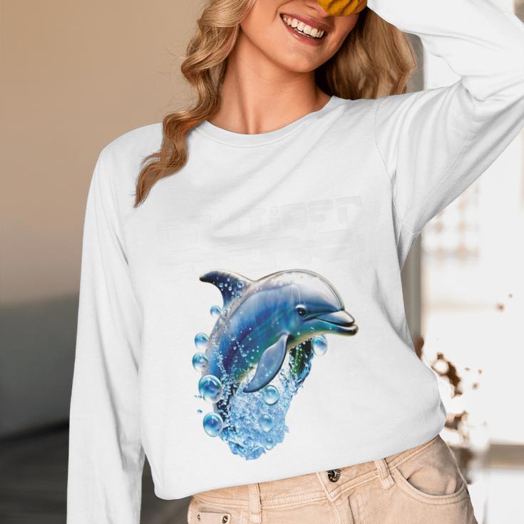 Frutiger Aero Splashy Dolphin Y2k Aesthetic Graphic Premium Unisex Long Sleeve T-Shirt