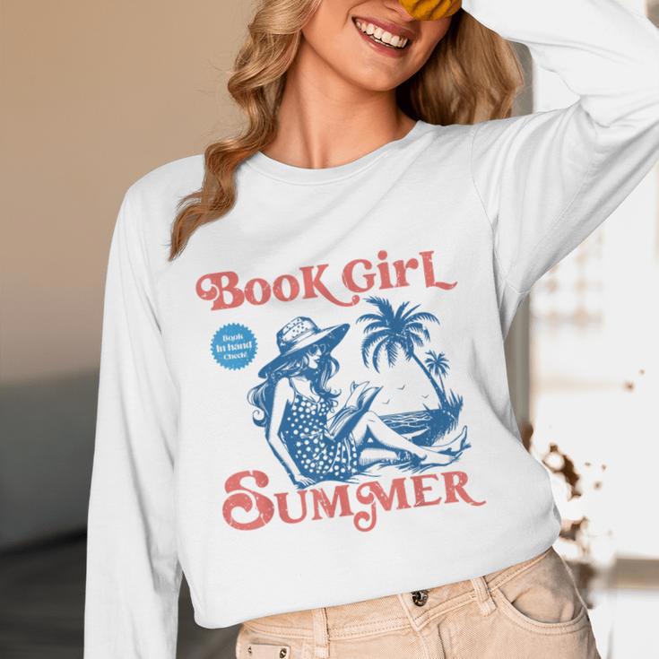 Girl Reading Book Summer Beach Vacation For Book Lover Unisex Long Sleeve T-Shirt