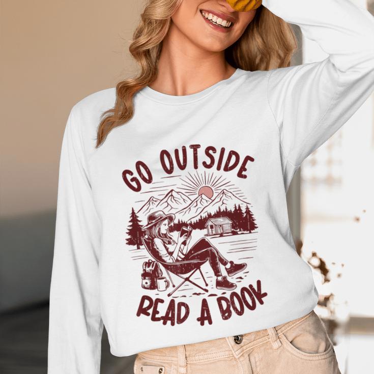 Go Outside Read a Book Vintage Bibliophiles Unisex Long Sleeve T-Shirt