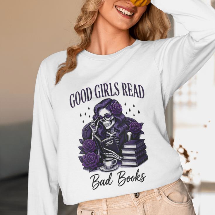 Good Girls Read Bad Books Sarcastic Skeleton Goth Skull Unisex Long Sleeve T-Shirt Good Girls Read Bad Books Sarcastic Skeleton Goth Skull Unisex Long Sleeve T-Shirt