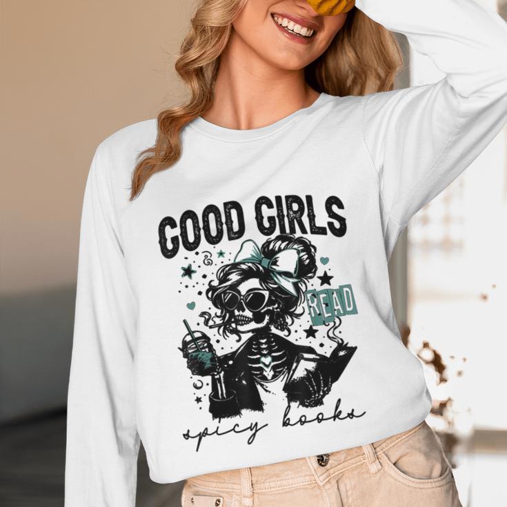 Good Girls Read Spicy Skeleton Book Club Unisex Long Sleeve T-Shirt