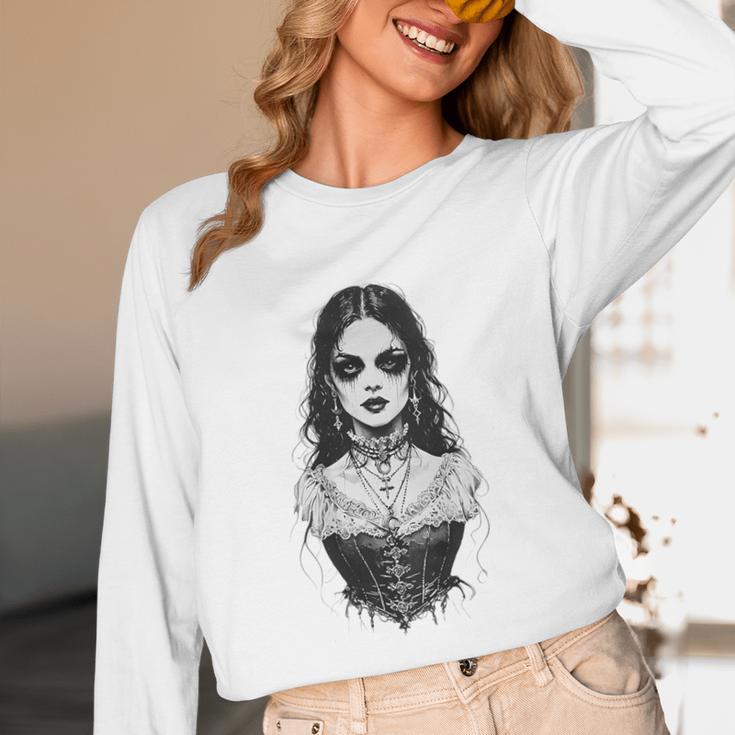 Gothic Goth Girl Woman Movie Book Art Unisex Long Sleeve T-Shirt Gothic Goth Girl Woman Movie Book Art Unisex Long Sleeve T-Shirt