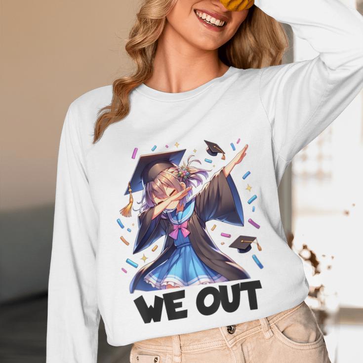 We Out Graduate Dabbing Anime Girl Grad Graduation Unisex Long Sleeve T-Shirt