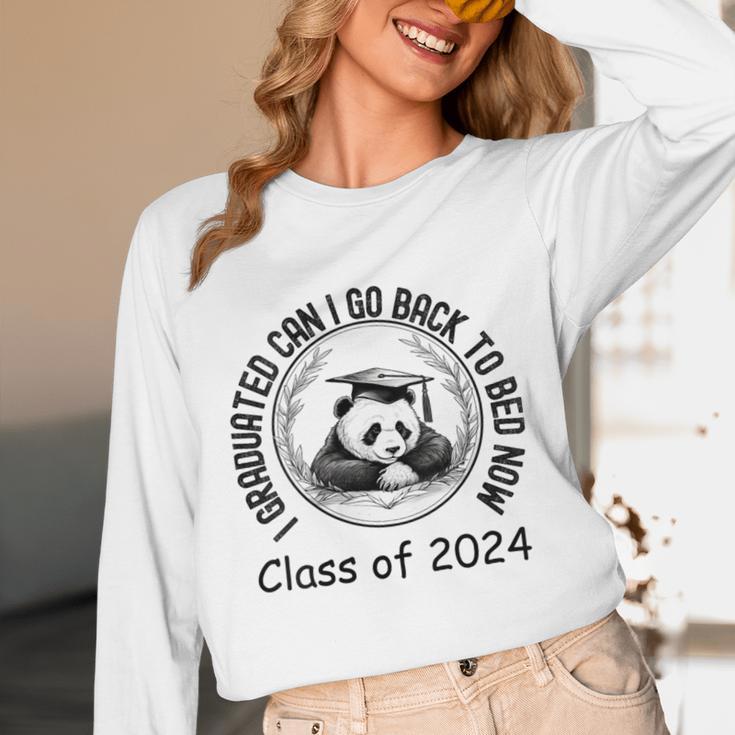 I Graduated Can I Go Back To Bed Now 2024 Graduation Panda Unisex Long Sleeve T-Shirt