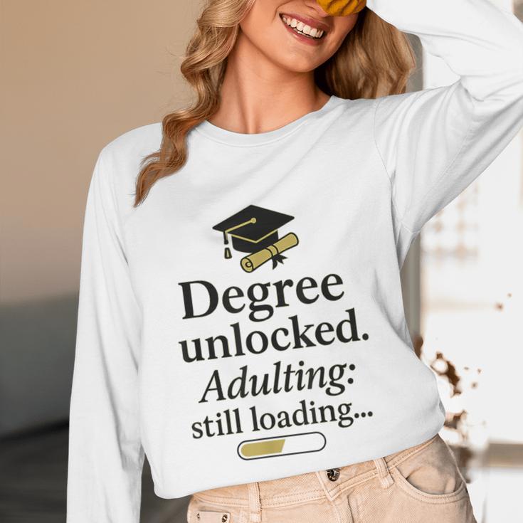 Graduation 2025 Degree Unlocked Adulting Still Loading Unisex Long Sleeve T-Shirt