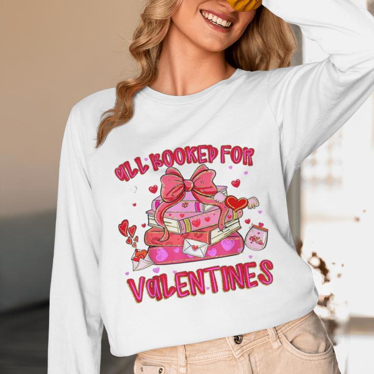 Groovy All Booked For Valentines Books Pink Coquette Bow Unisex Long Sleeve T-Shirt
