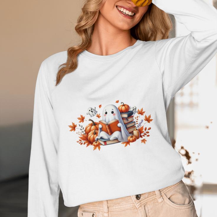 Halloween Book Lover Ghost Witch Books & Pumpkins Unisex Long Sleeve T-Shirt Halloween Book Lover Ghost Witch Books & Pumpkins Unisex Long Sleeve T-Shirt