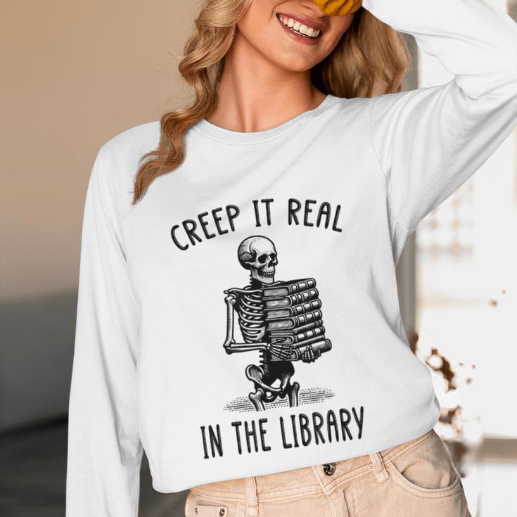 Halloween Skeleton Pun Book Lover Library Joke Unisex Long Sleeve T-Shirt